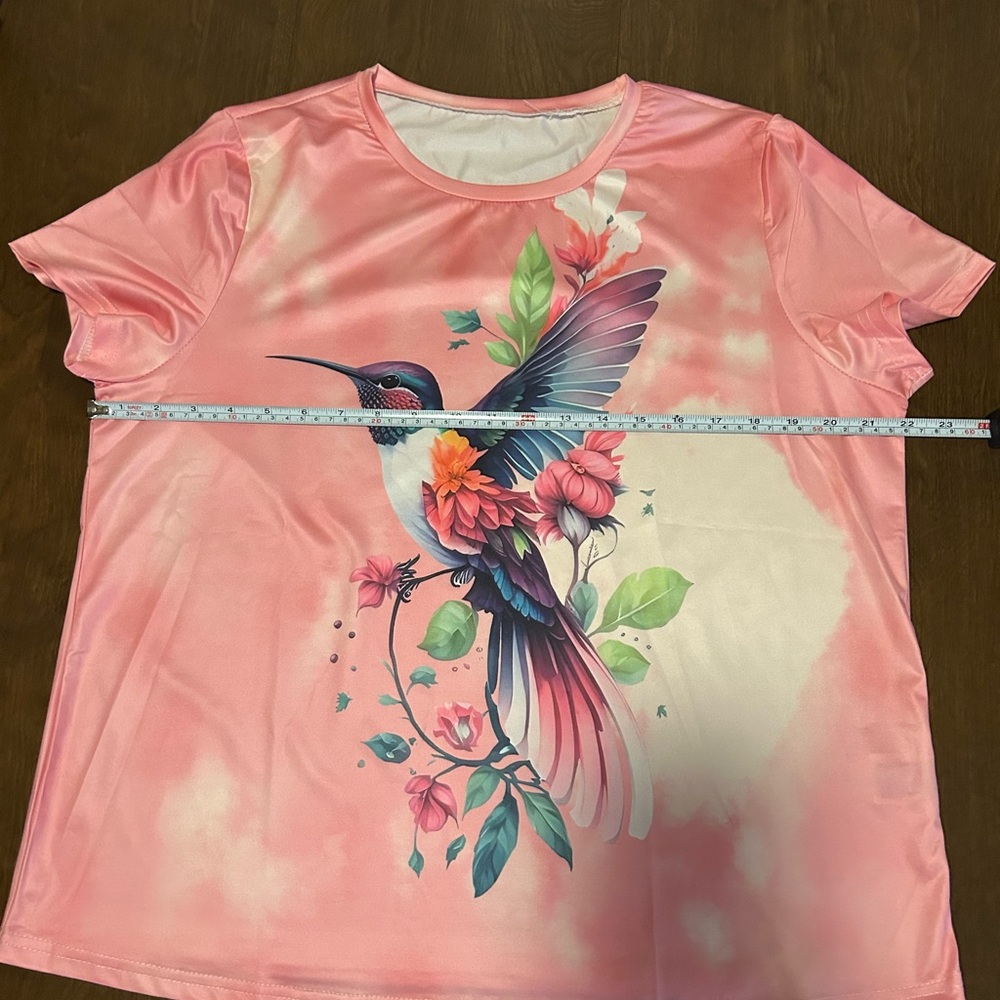 SHEIN Pink Hummingbird Graphic Top